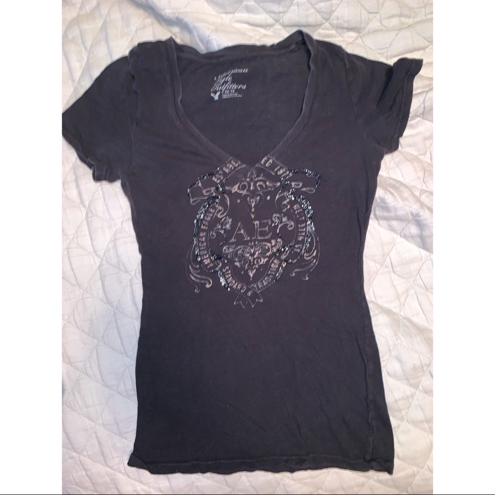 American Eagle Black Beaded Shirt